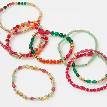 Multi Bead Stretch Bracelets Pack of 11