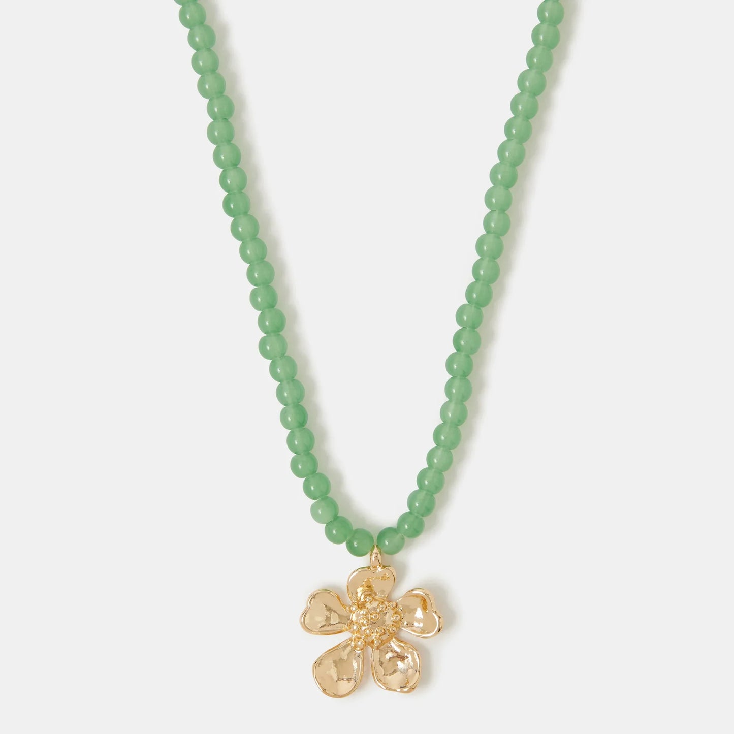 Flower Beaded Pendant Necklace