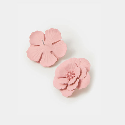 Pink Flower Stud Earrings