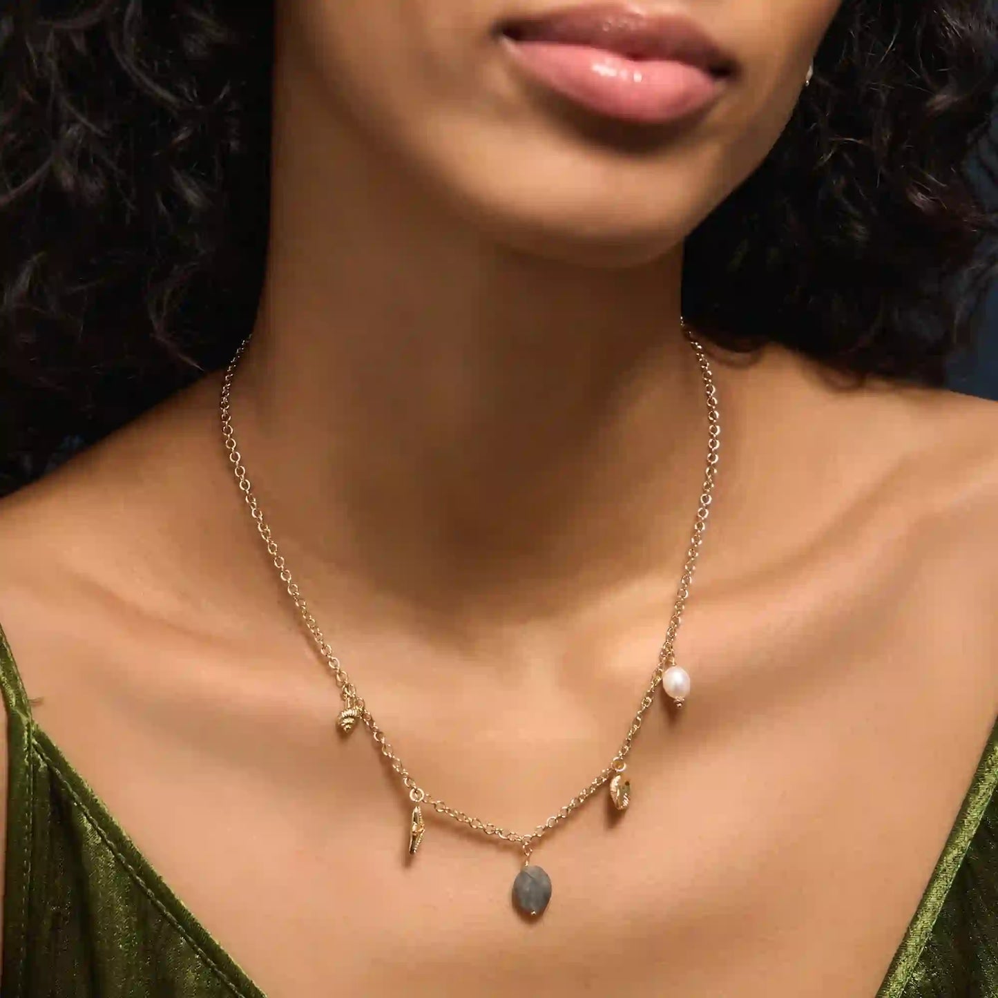 14k Gold-Plated Ocean Charm Necklace