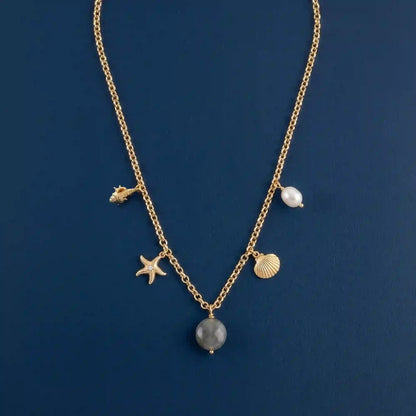 14k Gold-Plated Ocean Charm Necklace