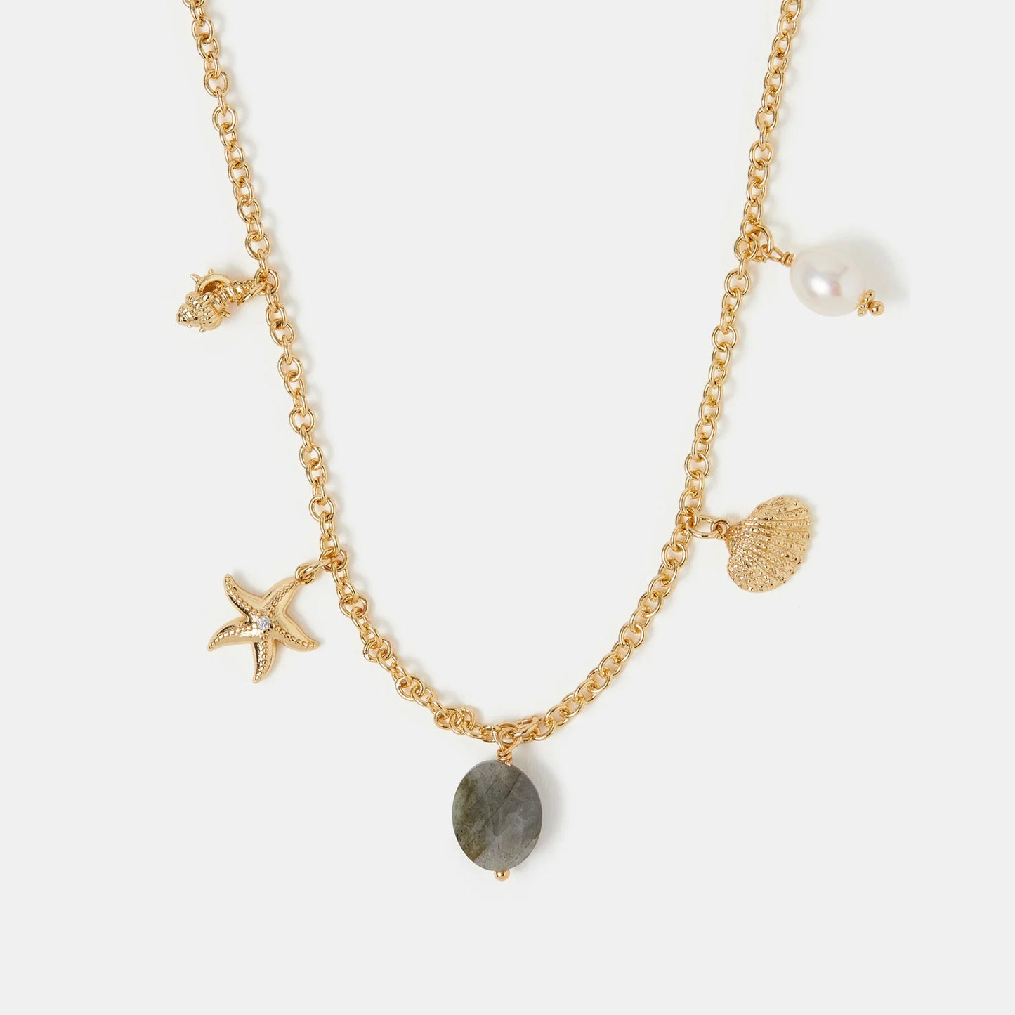14k Gold-Plated Ocean Charm Necklace