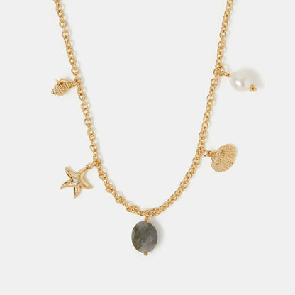 14k Gold-Plated Ocean Charm Necklace