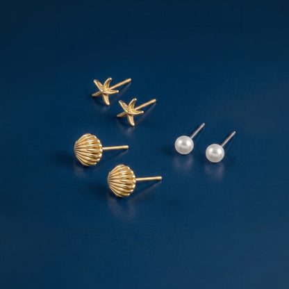 14k Gold-Plated Shell Stud Earrings