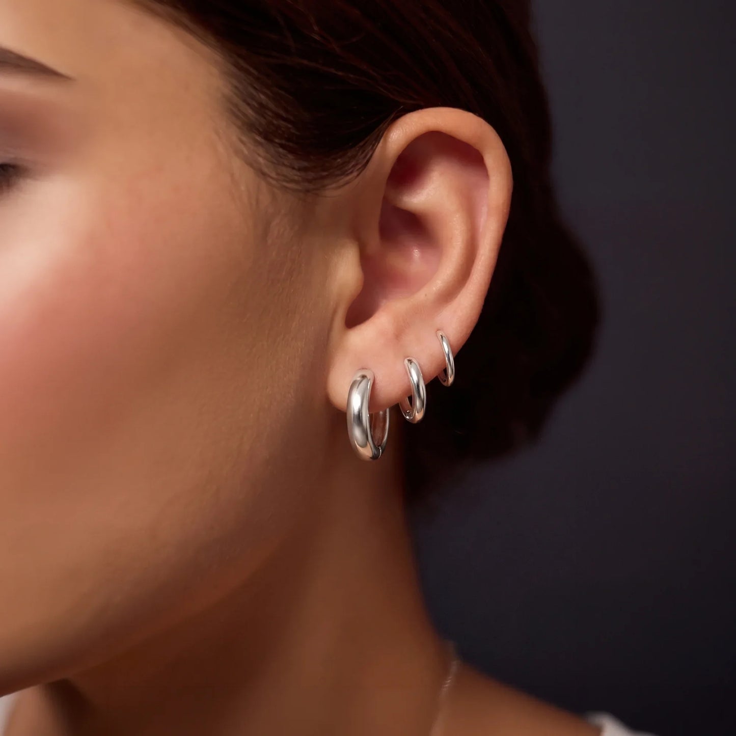 Sterling Silver-Plated Hoop Earrings Pack Of 3