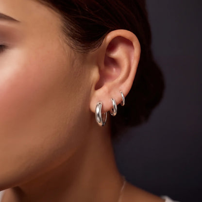 Sterling Silver-Plated Hoop Earrings Pack Of 3