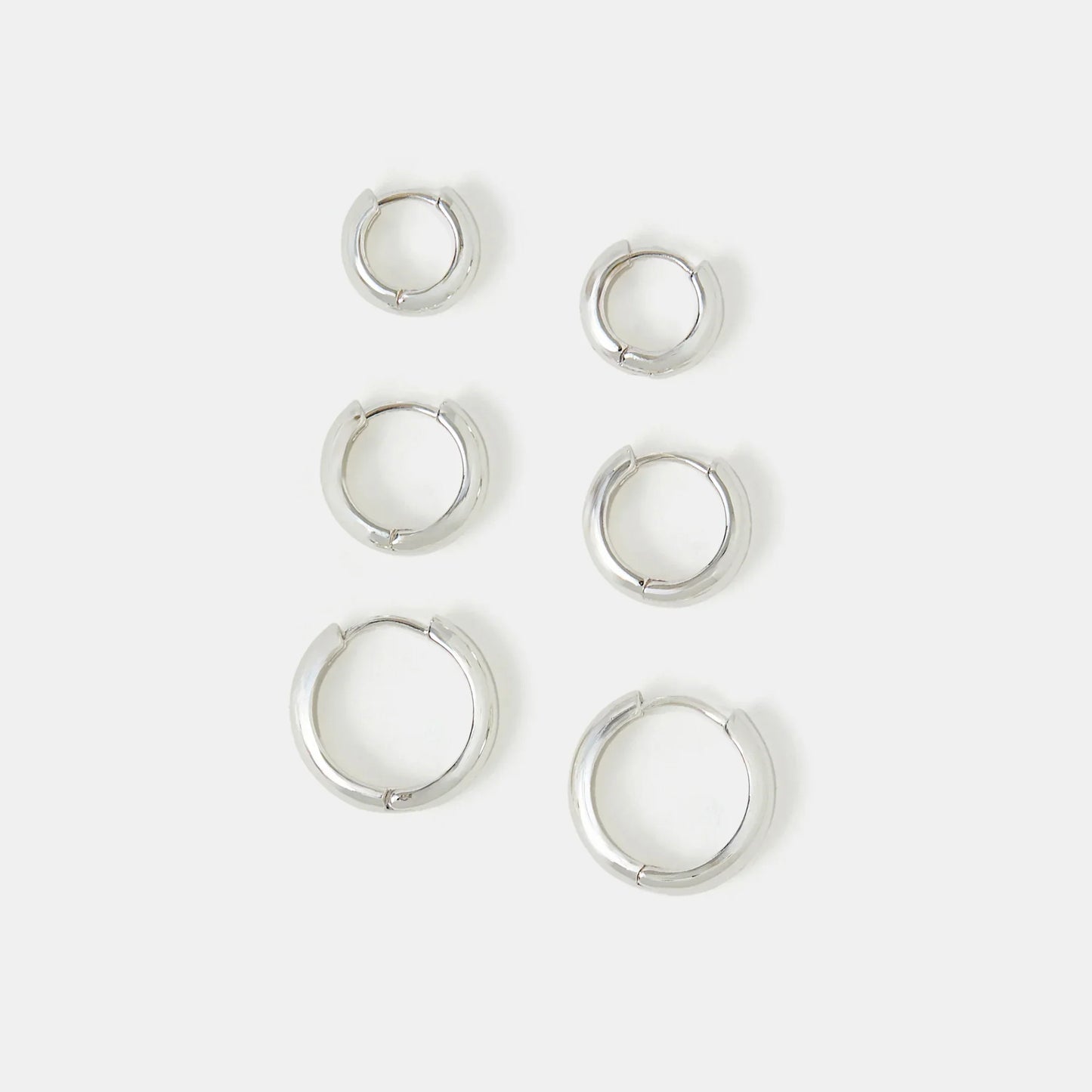 Sterling Silver-Plated Hoop Earrings Pack Of 3