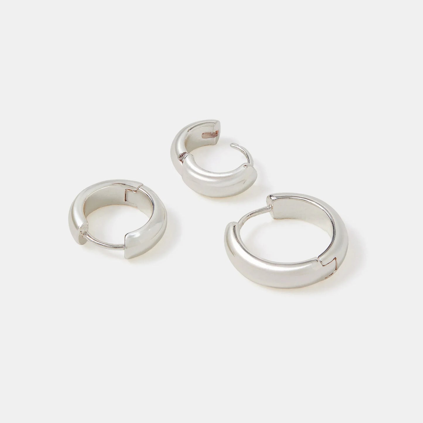 Sterling Silver-Plated Hoop Earrings Pack Of 3