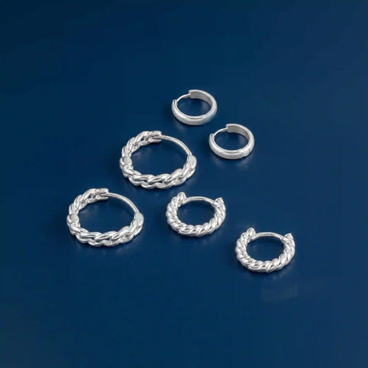 Sterling Silver-Plated Twist Hoop Earrings Pack Of 3