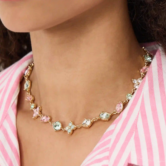 Gemstone Flower Chain Necklace