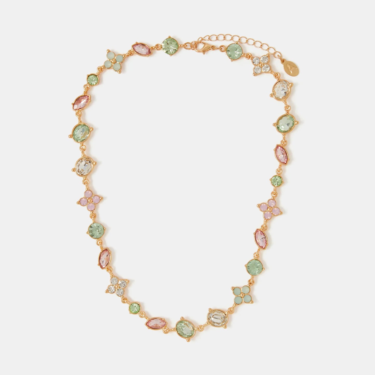 Gemstone Flower Chain Necklace