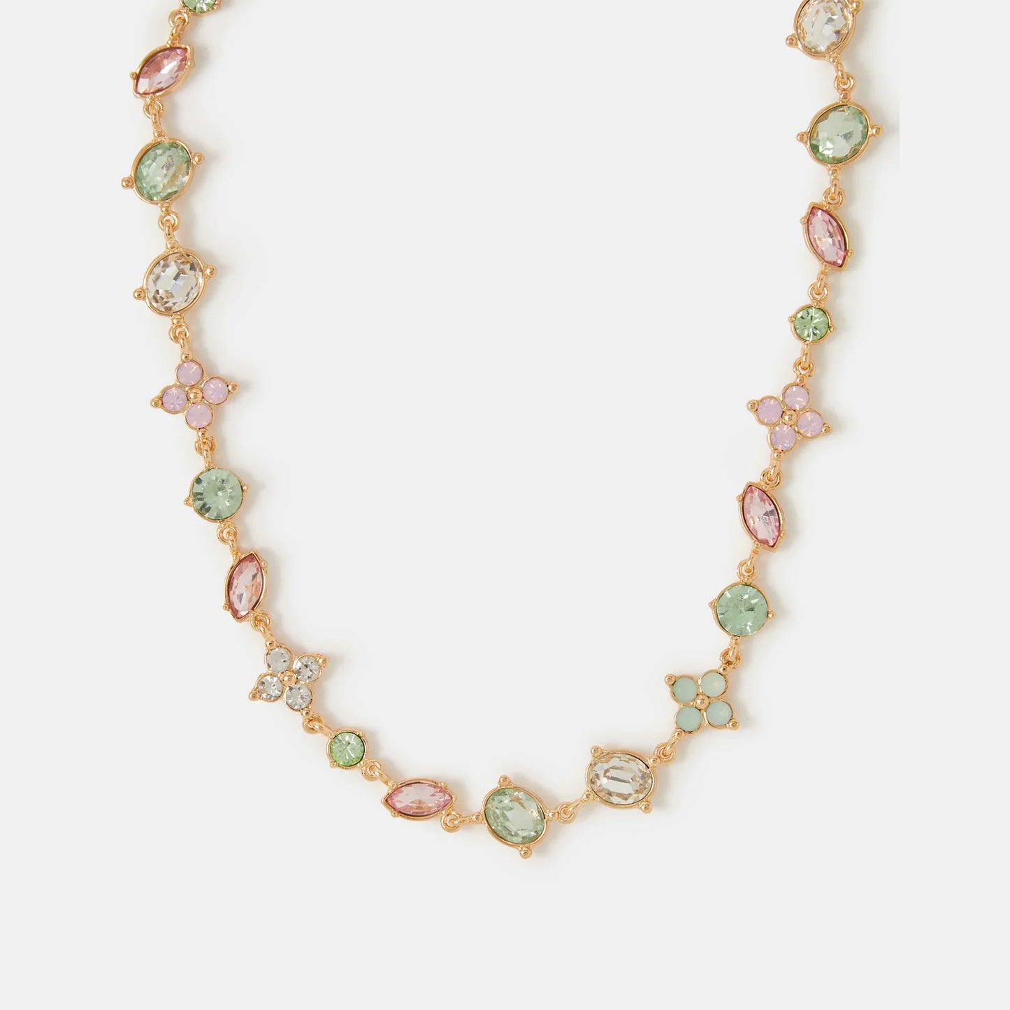 Gemstone Flower Chain Necklace