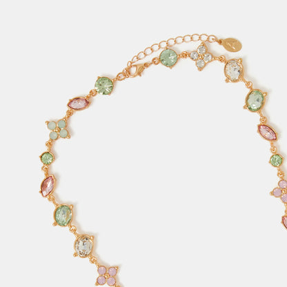 Gemstone Flower Chain Necklace