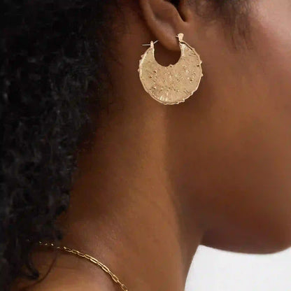 Textured Disc Hoop Earrings