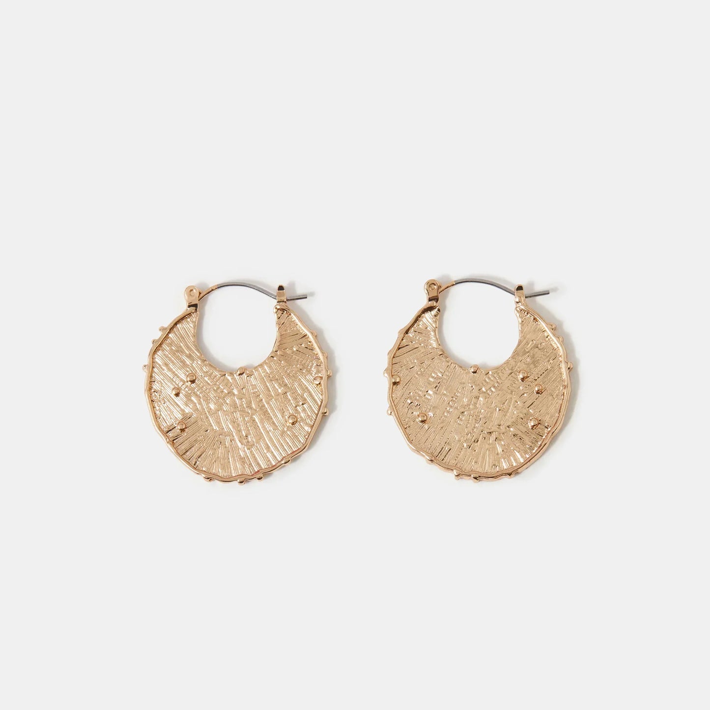 Textured Disc Hoop Earrings