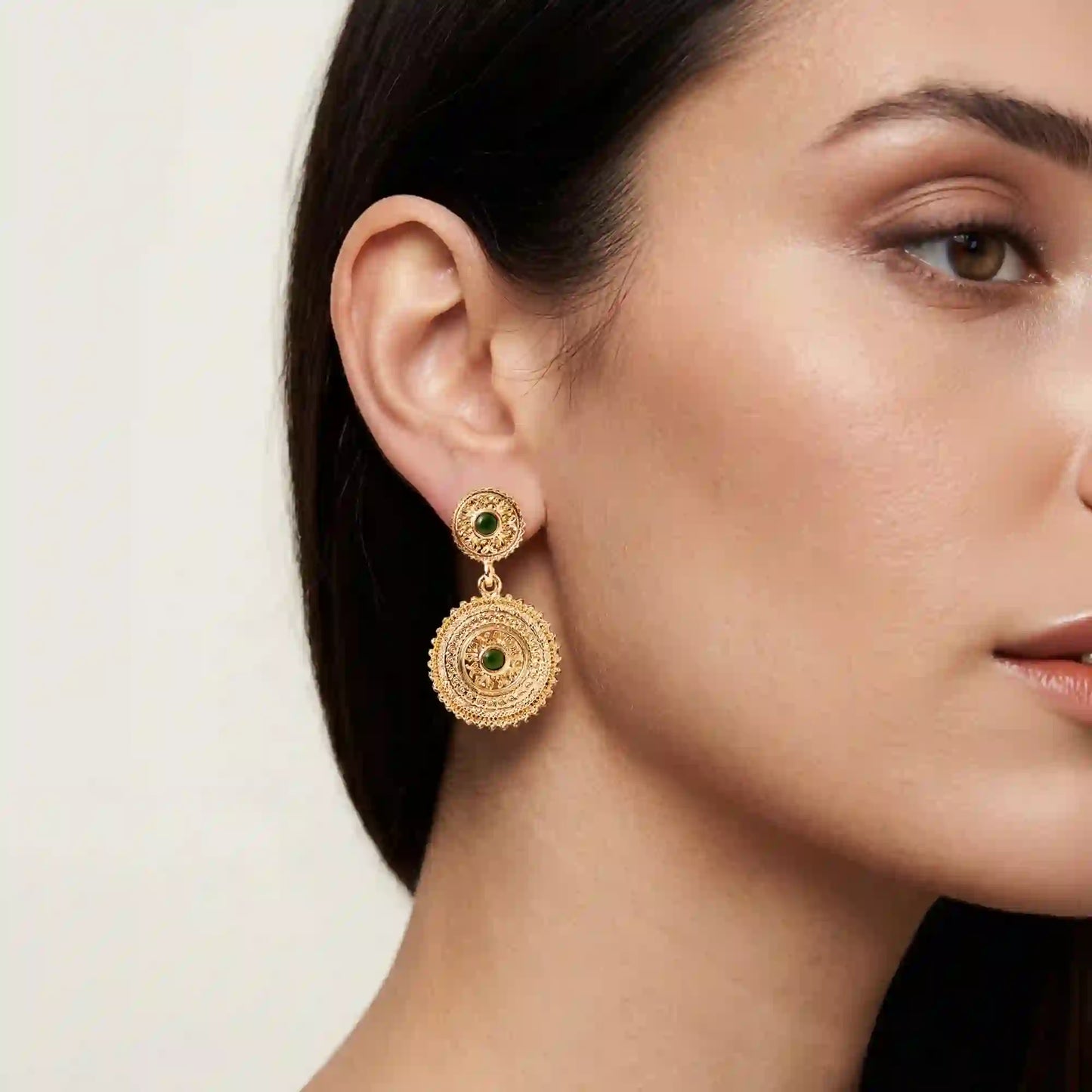 Double Disc Drop Earrings