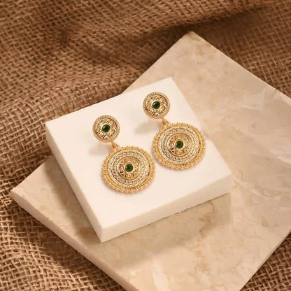 Double Disc Drop Earrings