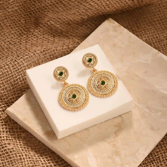Double Disc Drop Earrings