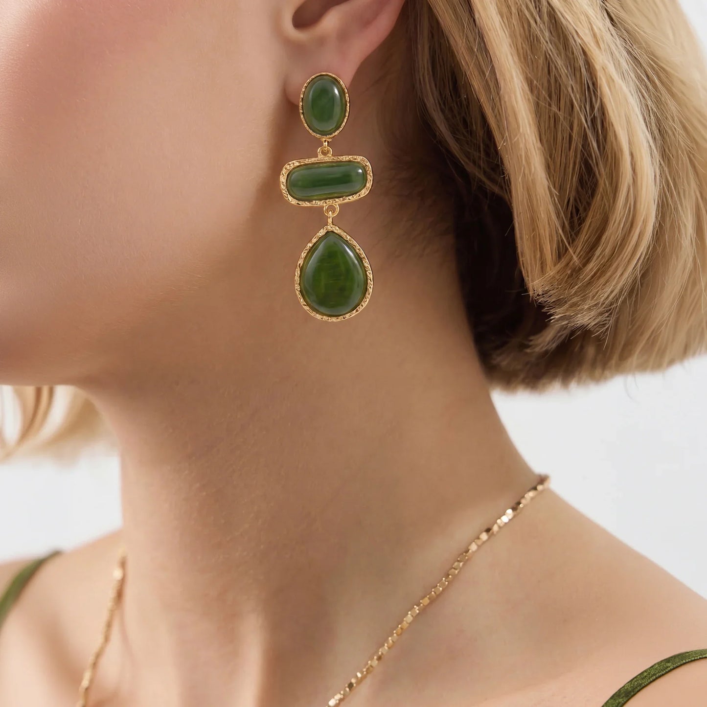 Triple Stone Drop Earrings