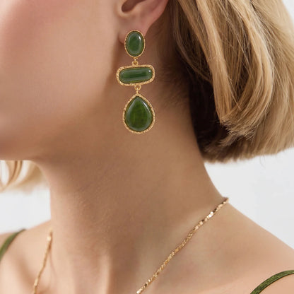 Triple Stone Drop Earrings