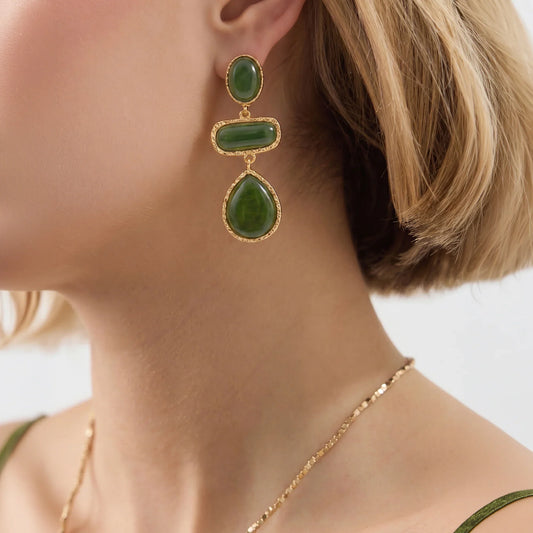 Triple Stone Drop Earrings