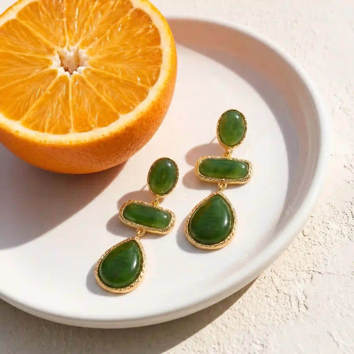 Triple Stone Drop Earrings