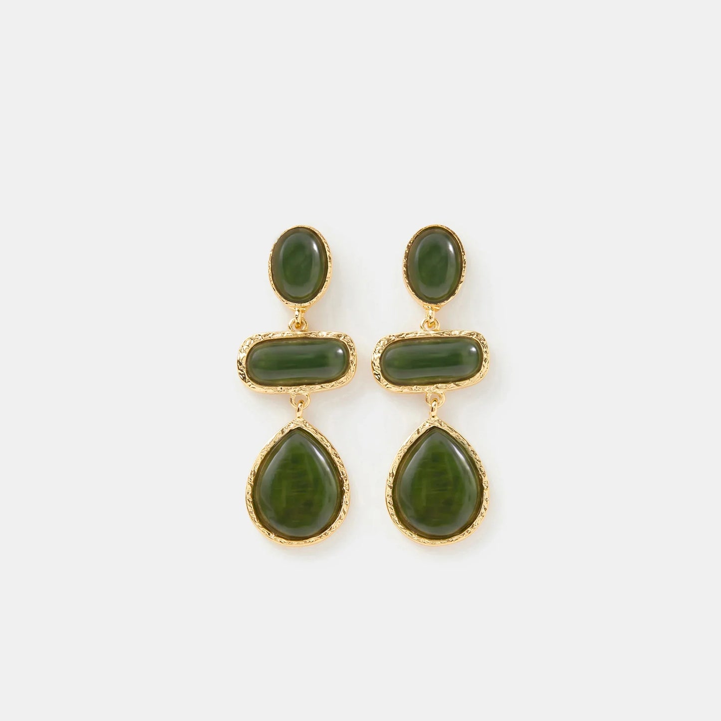 Triple Stone Drop Earrings