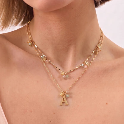 (A) Initial Cluster Pendant Necklaces Gold Pack Of 2