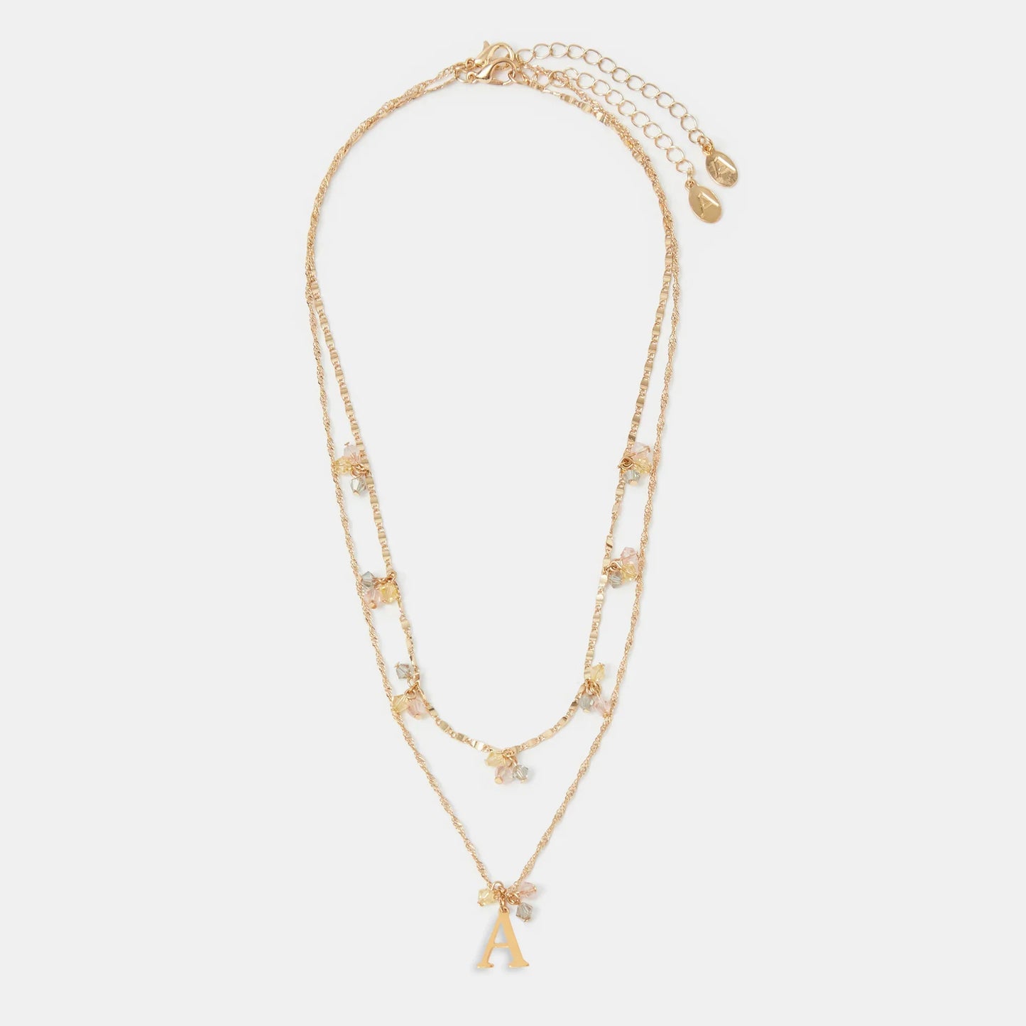 (A) Initial Cluster Pendant Necklaces Gold Pack Of 2