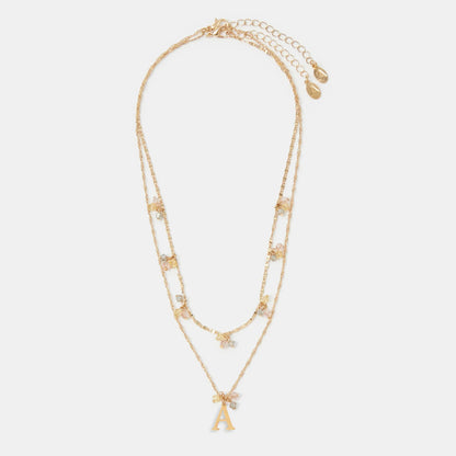 (A) Initial Cluster Pendant Necklaces Gold Pack Of 2