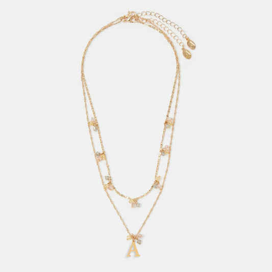 (A) Initial Cluster Pendant Necklaces Gold Pack Of 2