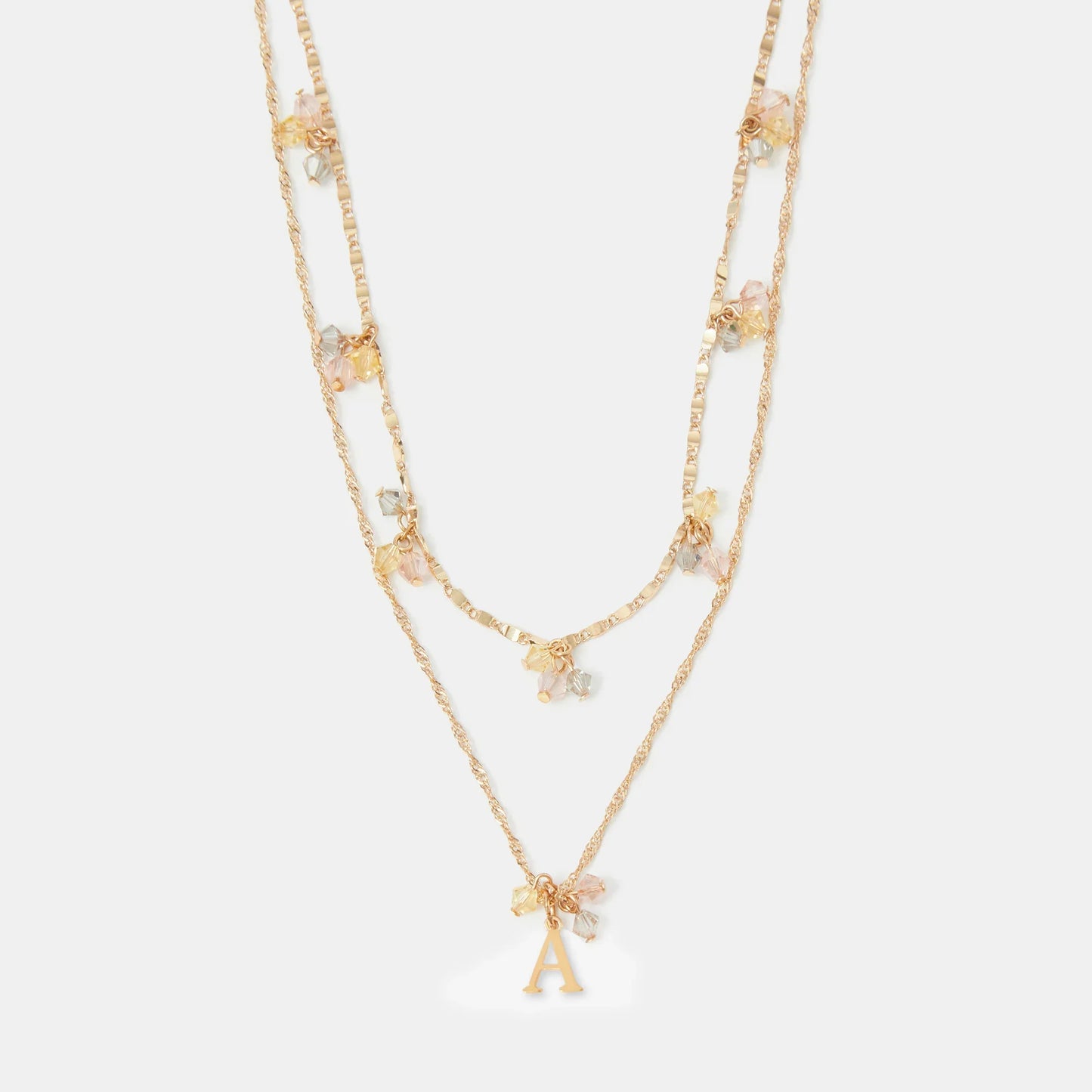 (A) Initial Cluster Pendant Necklaces Gold Pack Of 2