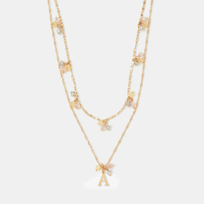 (A) Initial Cluster Pendant Necklaces Gold Pack Of 2
