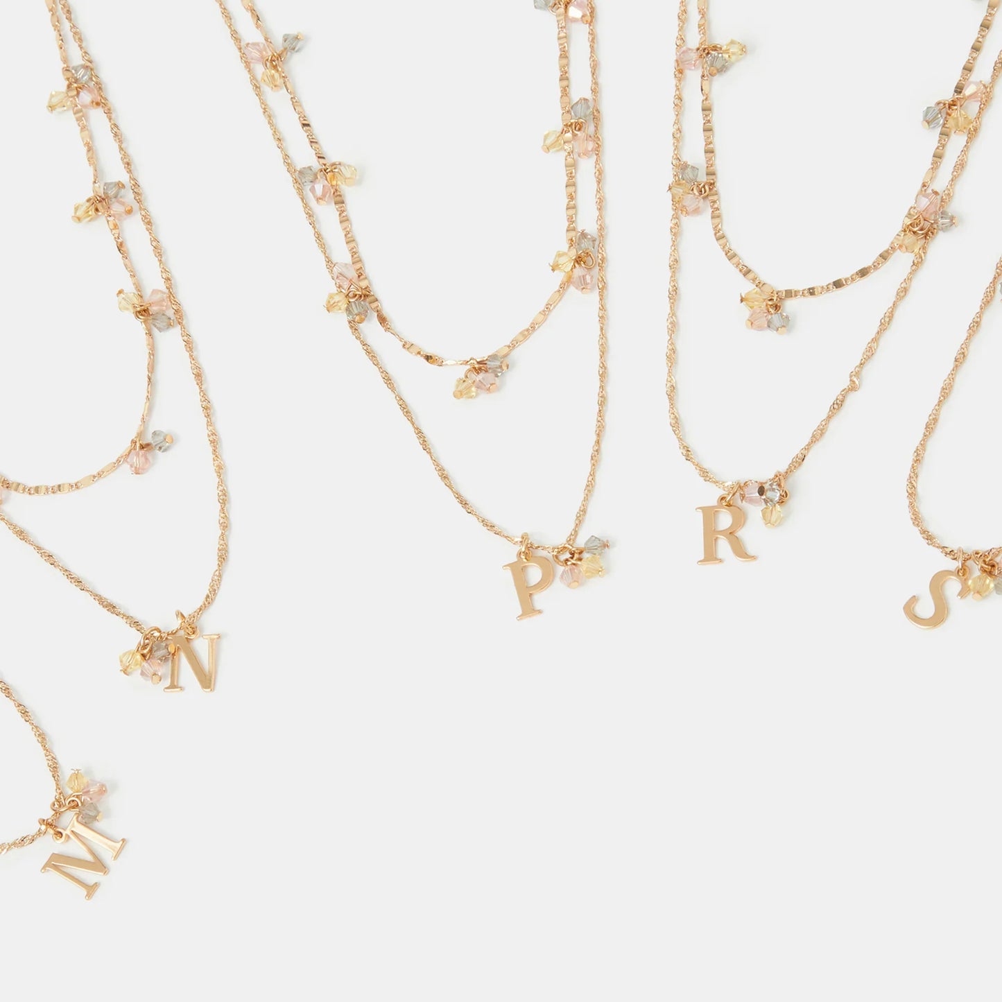 (A) Initial Cluster Pendant Necklaces Gold Pack Of 2