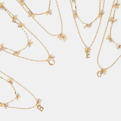 (A) Initial Cluster Pendant Necklaces Gold Pack Of 2