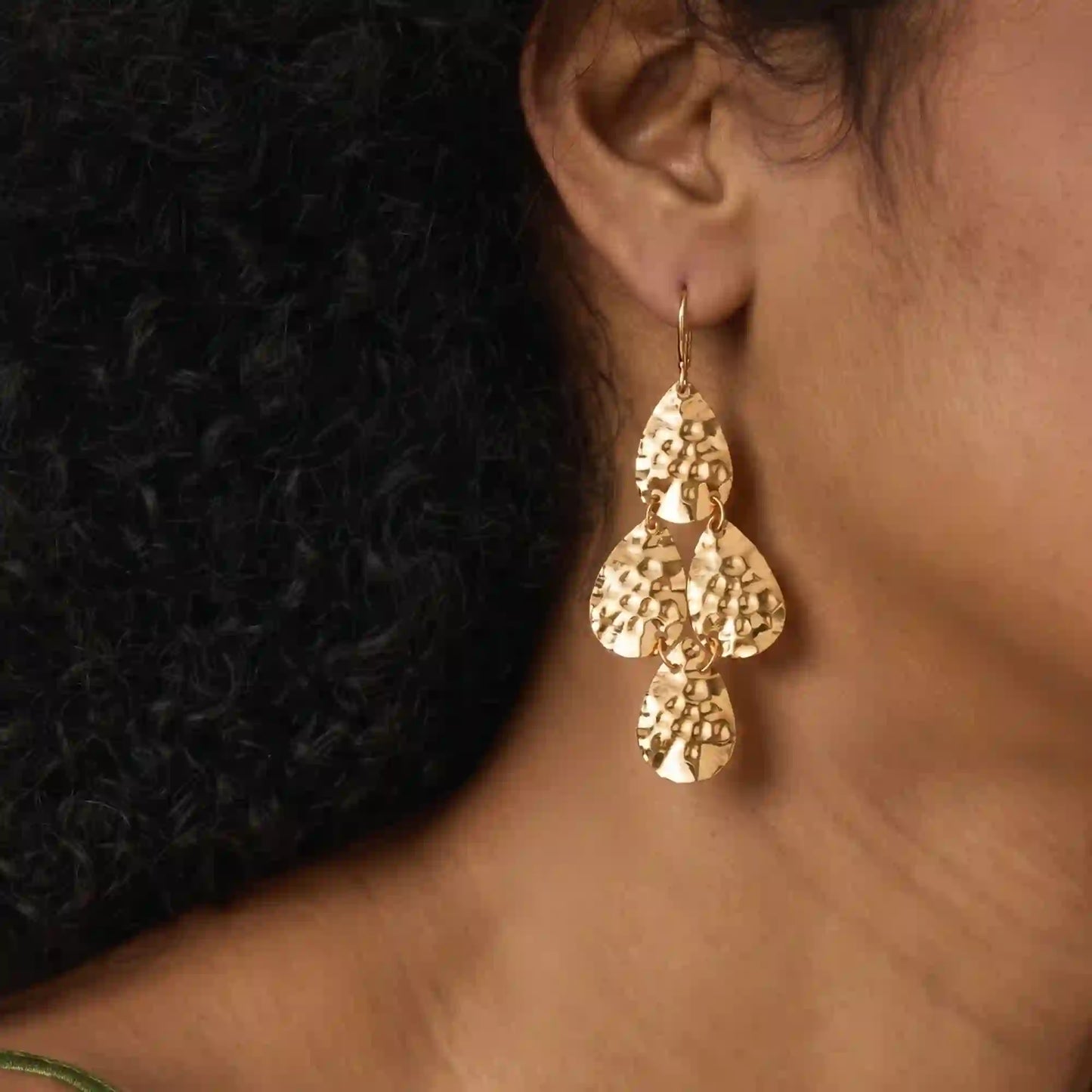 Textured Disc Drop Earrings