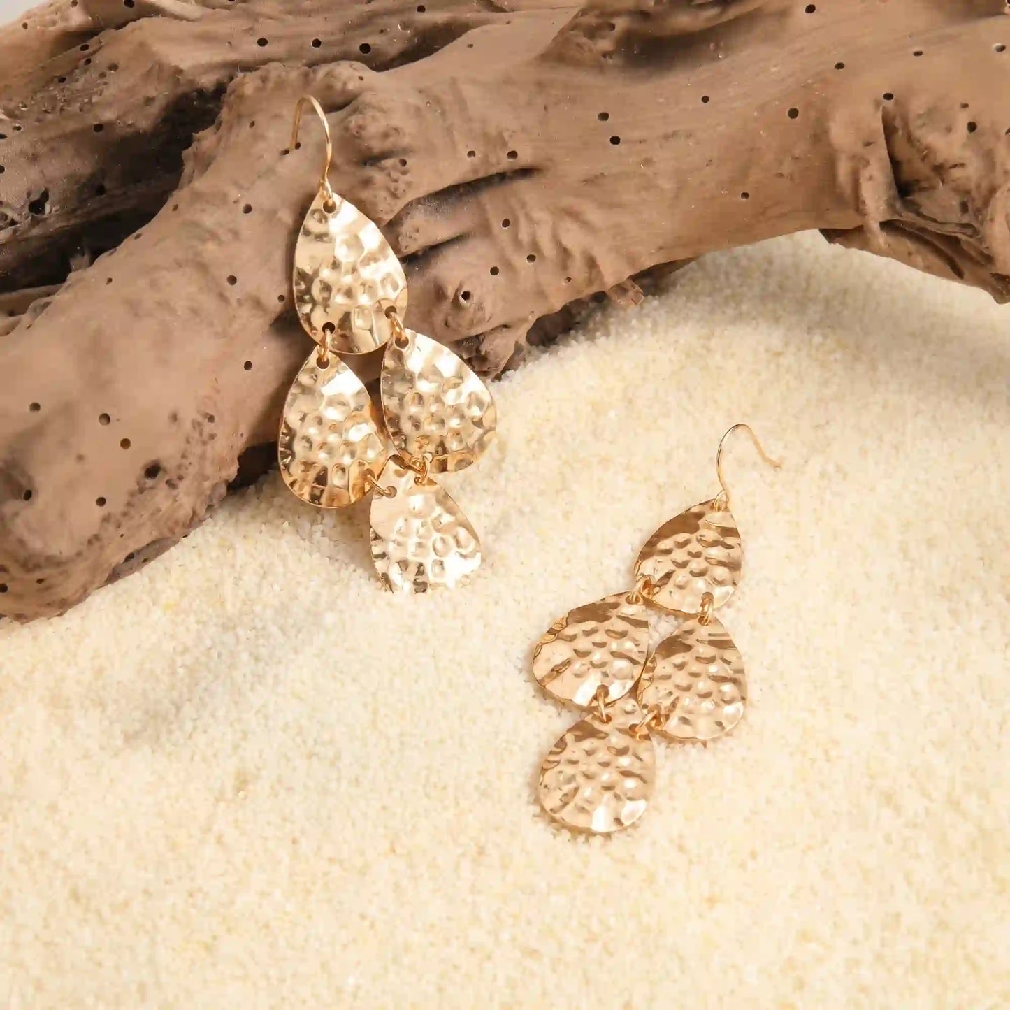 Textured Disc Drop Earrings