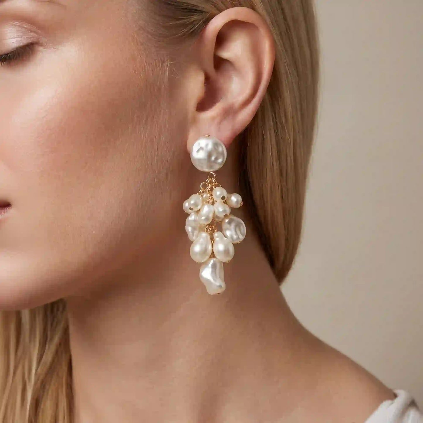 Pearl Cluster Drop Earrings