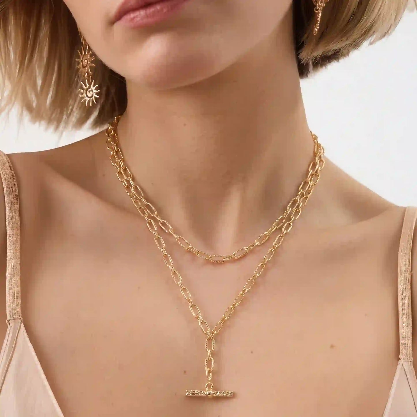 T-Bar Chain Necklaces Pack of 2