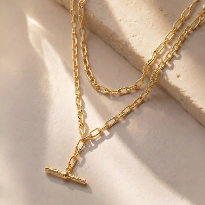 T-Bar Chain Necklaces Pack of 2
