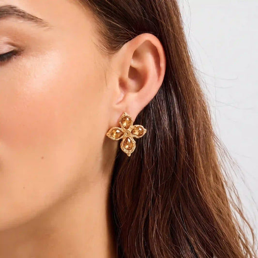 Teardrop Cross Stud Earrings