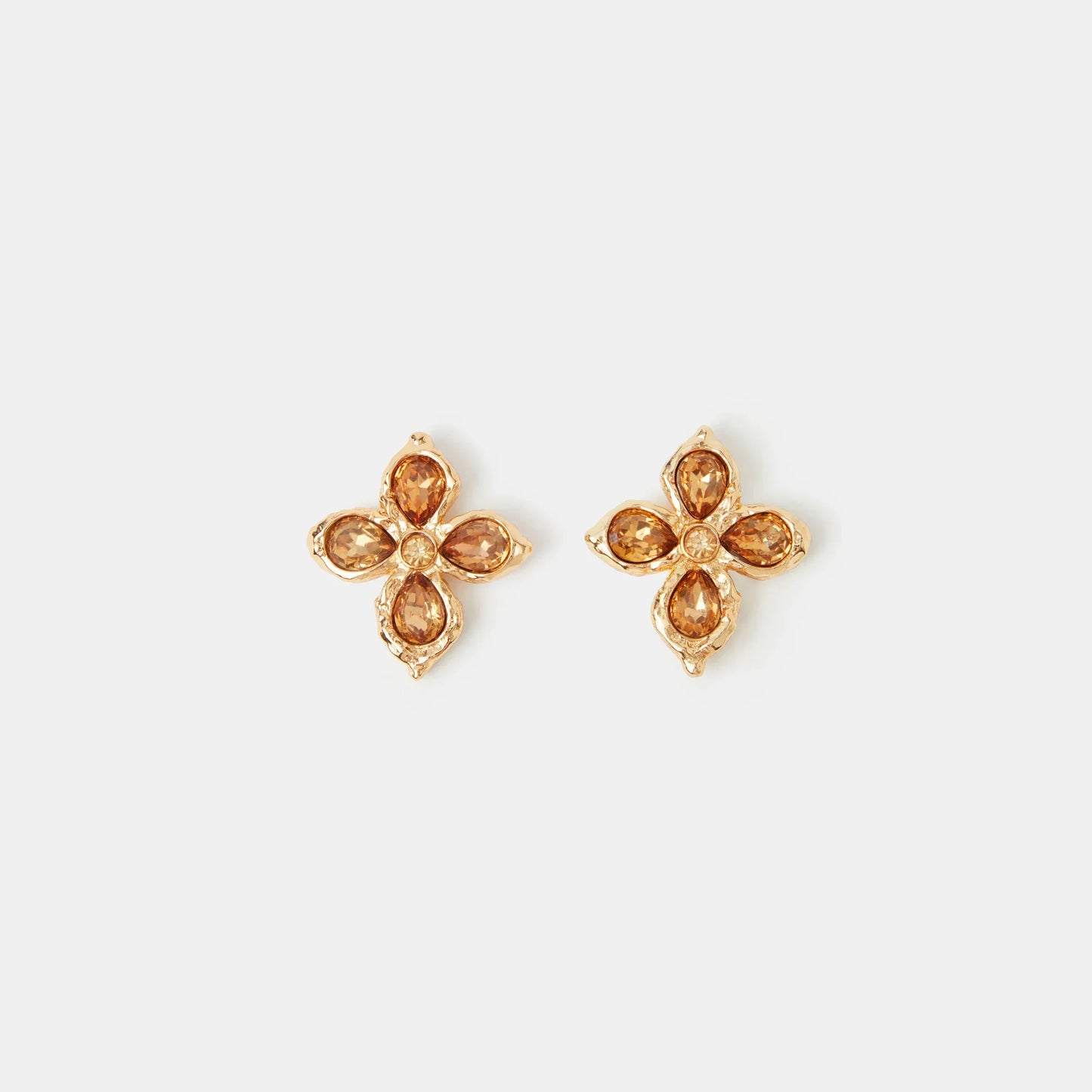 Teardrop Cross Stud Earrings