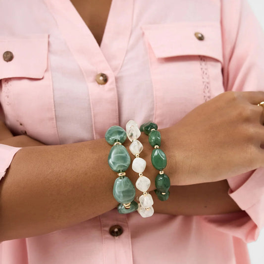 Resin Bead Stretch Bracelets Pack of 3