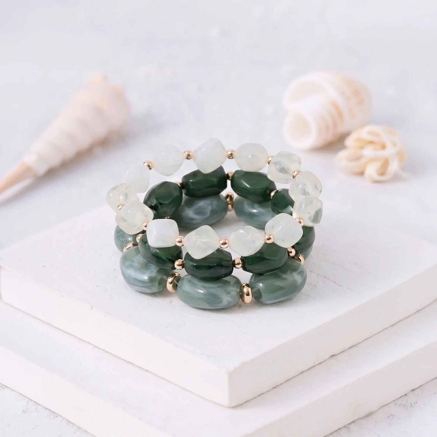 Resin Bead Stretch Bracelets Pack of 3