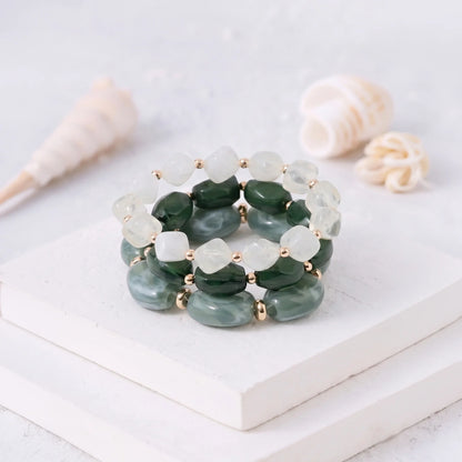 Resin Bead Stretch Bracelets Pack of 3