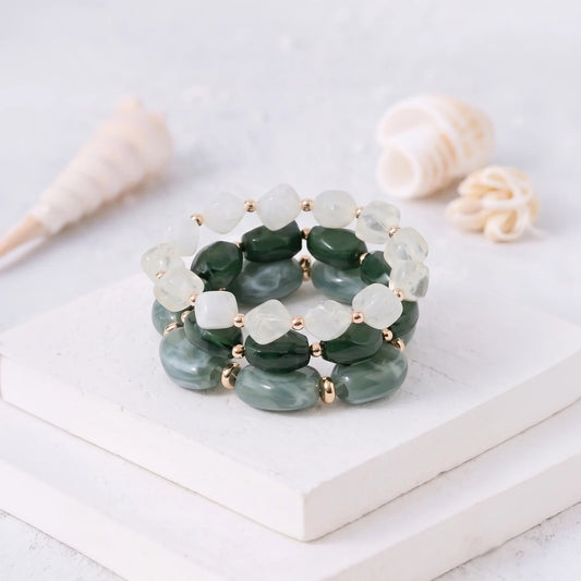 Resin Bead Stretch Bracelets Pack of 3