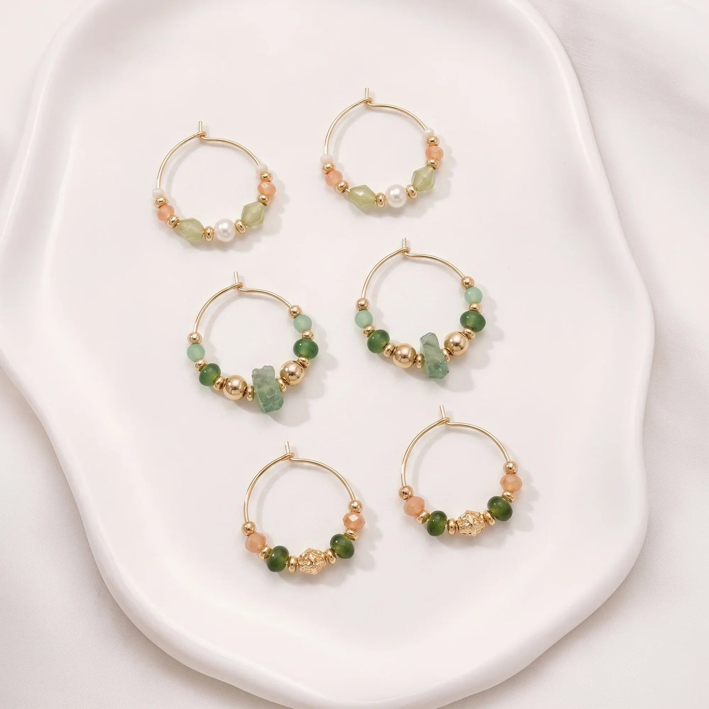 Pastel Multi Mini Beaded Hoop Earrings Pack of 3