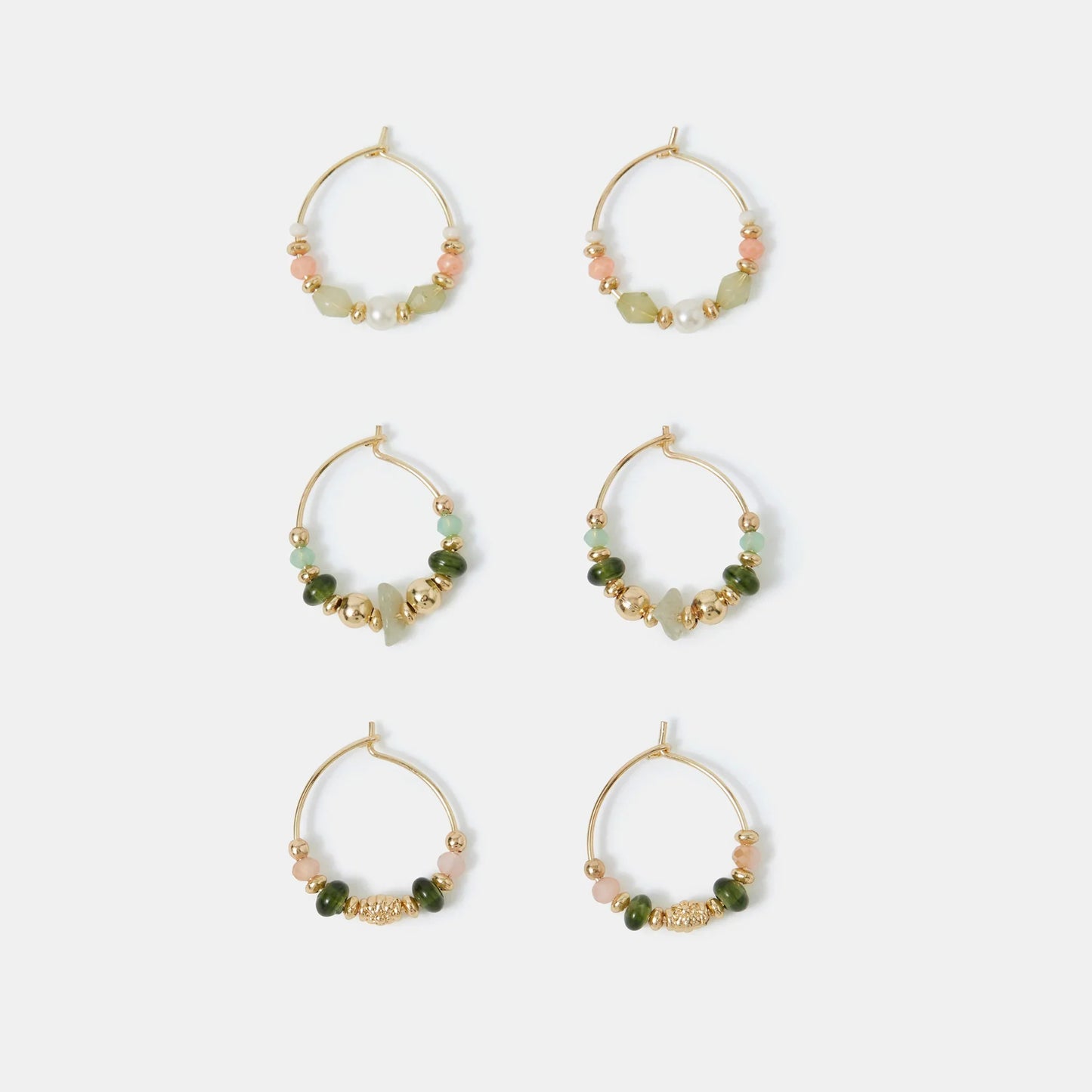 Pastel Multi Mini Beaded Hoop Earrings Pack of 3