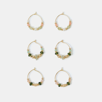 Pastel Multi Mini Beaded Hoop Earrings Pack of 3