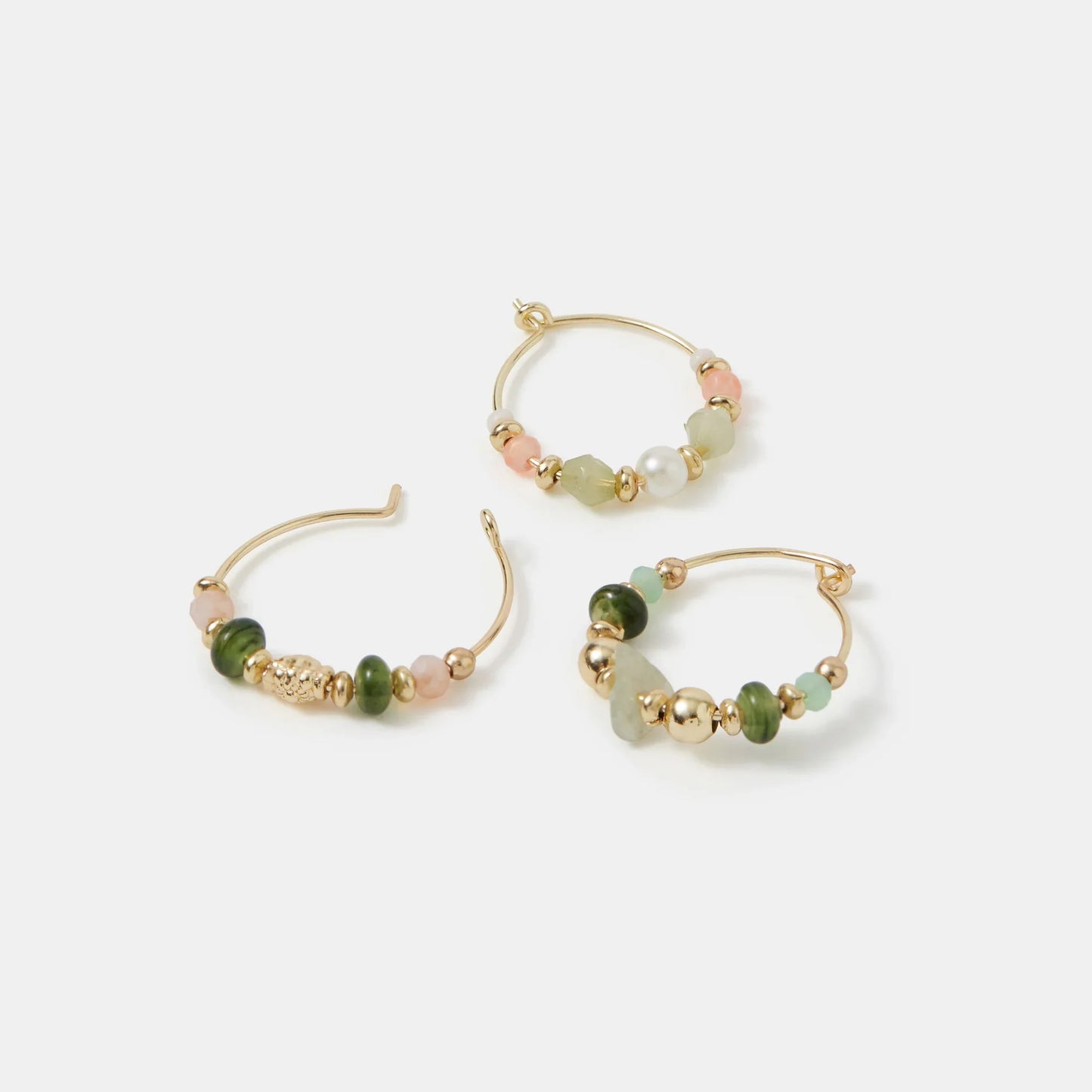 Pastel Multi Mini Beaded Hoop Earrings Pack of 3